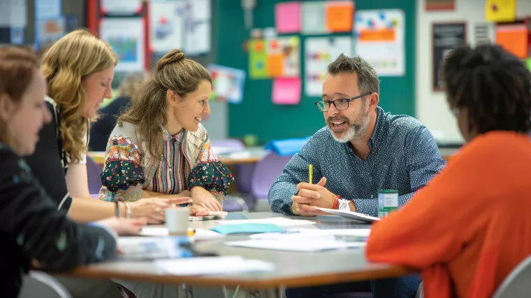 Teachers sitting together in a training session